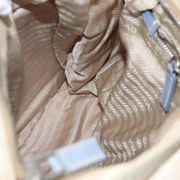 PRADA Shoulder Bag Nylon Leather Beige Auth ki5455 - Picture 12 of 16